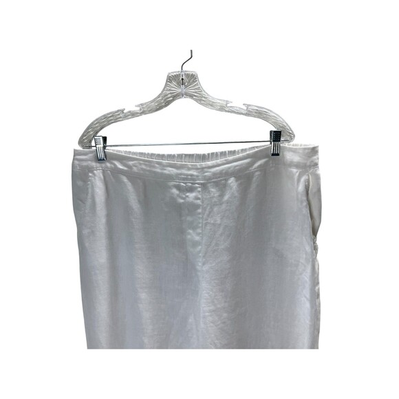 Chico's Pants Women's 3 Size XL 16 White 100% Linen Stretch Waist Ankle Pull On - Picture 3 of 6